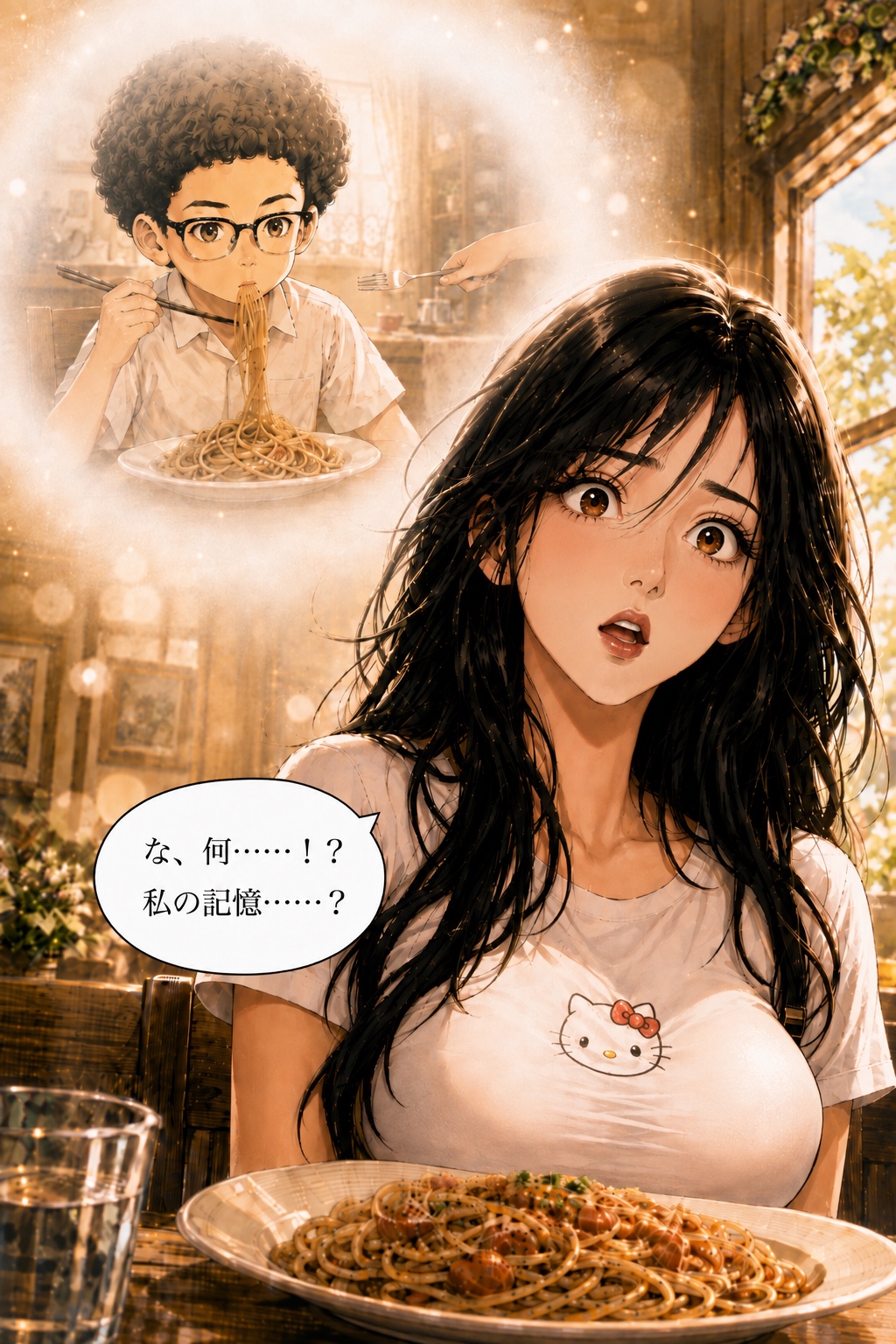 食卓で幼少期の記憶を思い出すアン